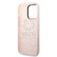Guess Apple iPhone 14 Pro Liquid Silicone Case With Shiny Line & Metal Triangle Tone Logo - Purple Accessories >