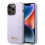 Guess Apple iPhone 14 Pro Max Liquid Silicone Case with PC Camera Outline & Script Metal Logo for - Purple Accessories