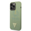 Guess Apple iPhone 14 Pro Max Liquid Silicone Case With Shiny Line & Metal Triangle Tone Logo - Green Accessories >