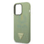 Guess Apple iPhone 14 Pro Max Liquid Silicone Case With Shiny Line & Metal Triangle Tone Logo - Green Accessories >