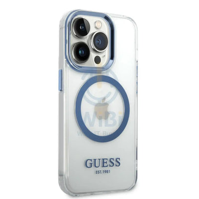 Guess Apple iPhone 14 Pro Max Magsafe Compatible Translucent Blue Outline & Logo - Blue Accessories > Mobiles & Tablets