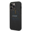 Guess Apple iPhone 14 Pro PU Leather Saffiano Case with Metal Logo & Hot Stamp Stripes - Black Accessories > Mobiles &
