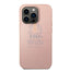 Guess Apple iPhone 14 Pro PU Leather Saffiano Case with Metal Logo & Hot Stamp Stripes - Pink Accessories > Mobiles &