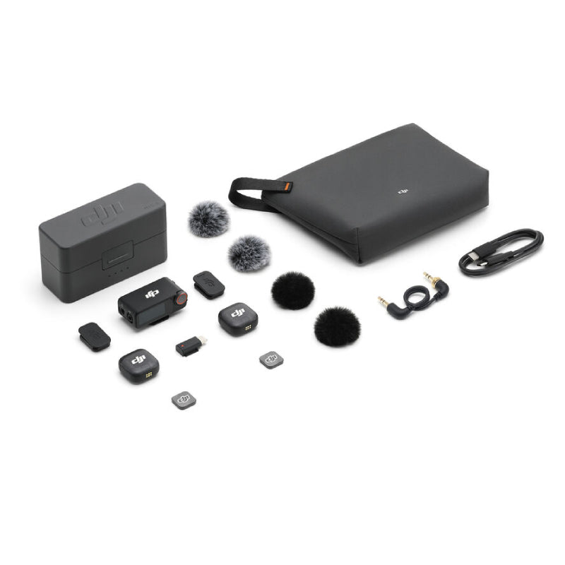 DJI Mic 3 (2 TX + 1 RX + Charging Case) Compact Wireless Microphone System