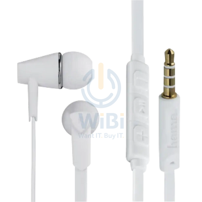 Hama Joy Earphones with Flat Ribbon Cable Microphone - White Accessories > Audio > Headphones