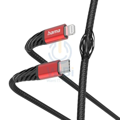 Hama Type-C to Lightning Fast Charging-Data Cable 1.5 m - Black-Red Accessories > Cables & Converters > Cables