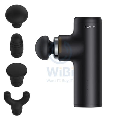 HAVIT MG1501 Mini Massage Gun for Athletes Home Gym Office Workout Pain Relief 4 Massage Heads Accessories > Smart