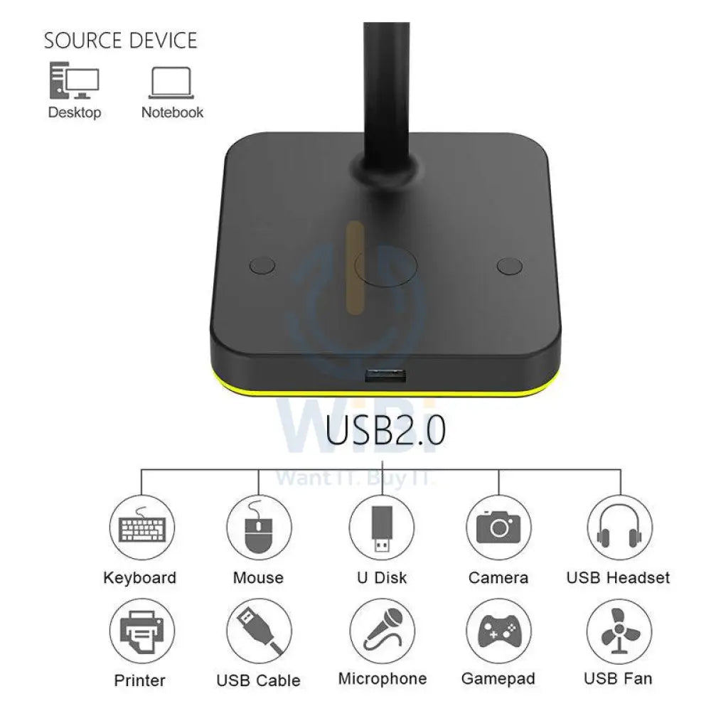 Headphone Stand with USB Hub - USB / Black