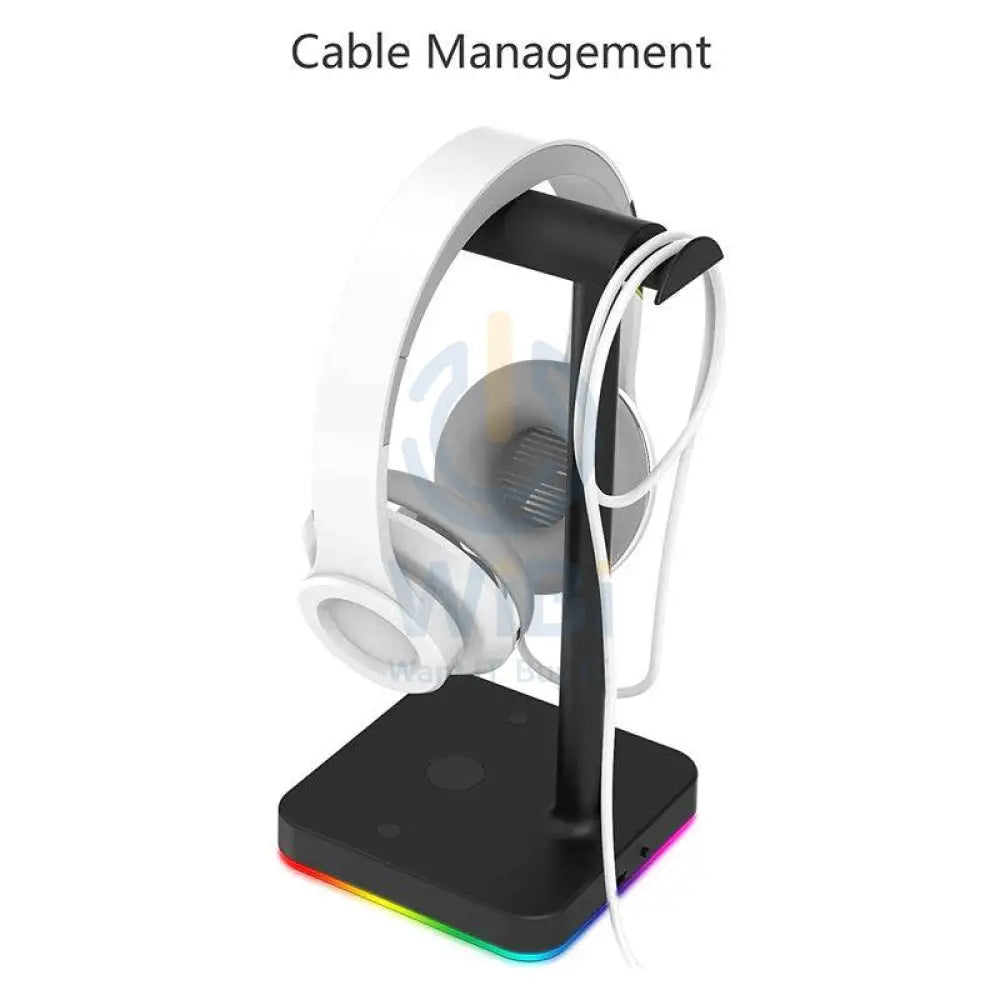 Headphone Stand with USB Hub - USB / Black