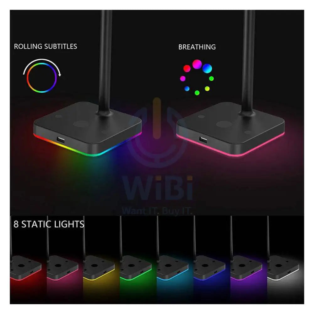 Headphone Stand with USB Hub - USB / Black