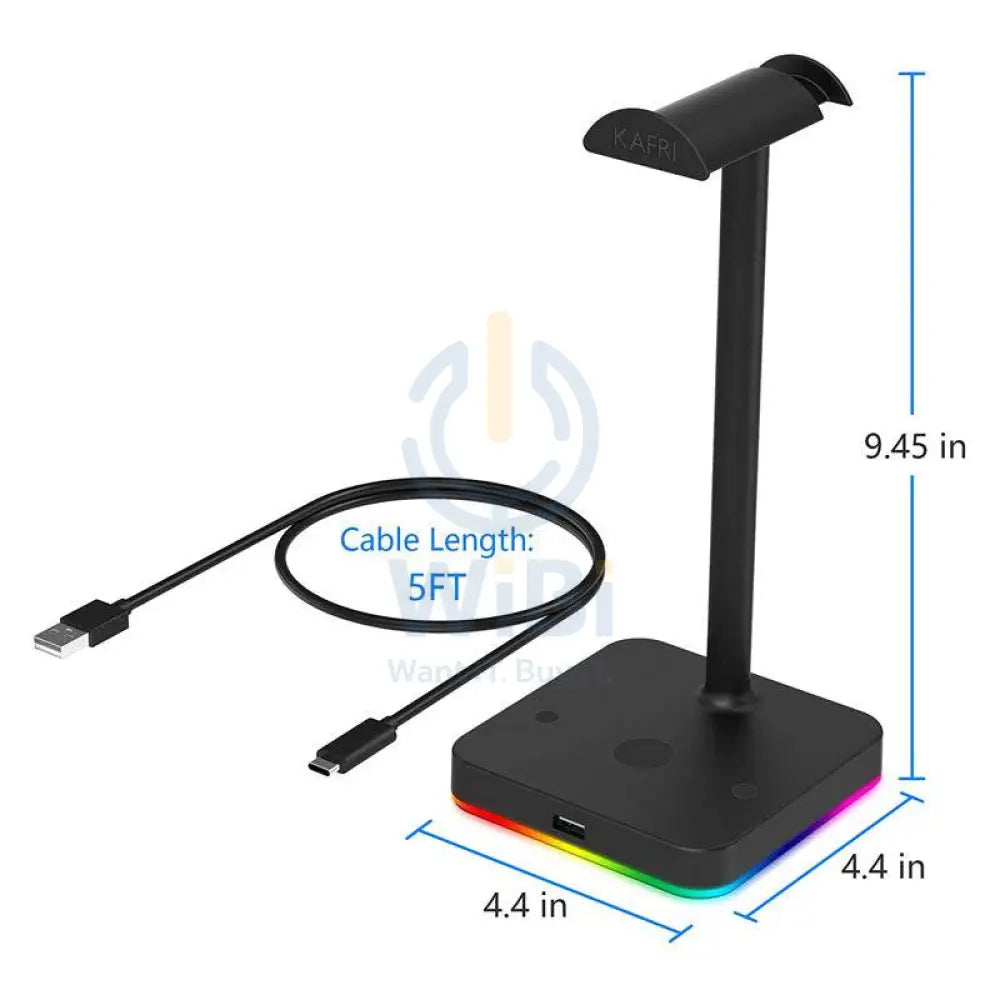 Headphone Stand with USB Hub - USB / Black