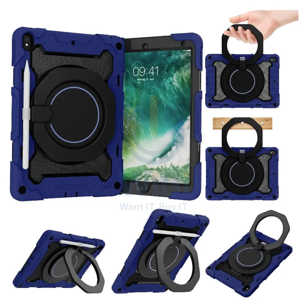 Heavy Duty Shockproof Case with 360° Kickstand For Apple iPad 11 A16 Navy Blue Accessories > Mobiles & Tablets >
