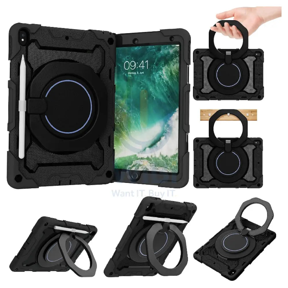Heavy Duty Shockproof Case with 360° Kickstand For Apple iPad 11 A16 Rainbow Blue Accessories > Mobiles & Tablets >