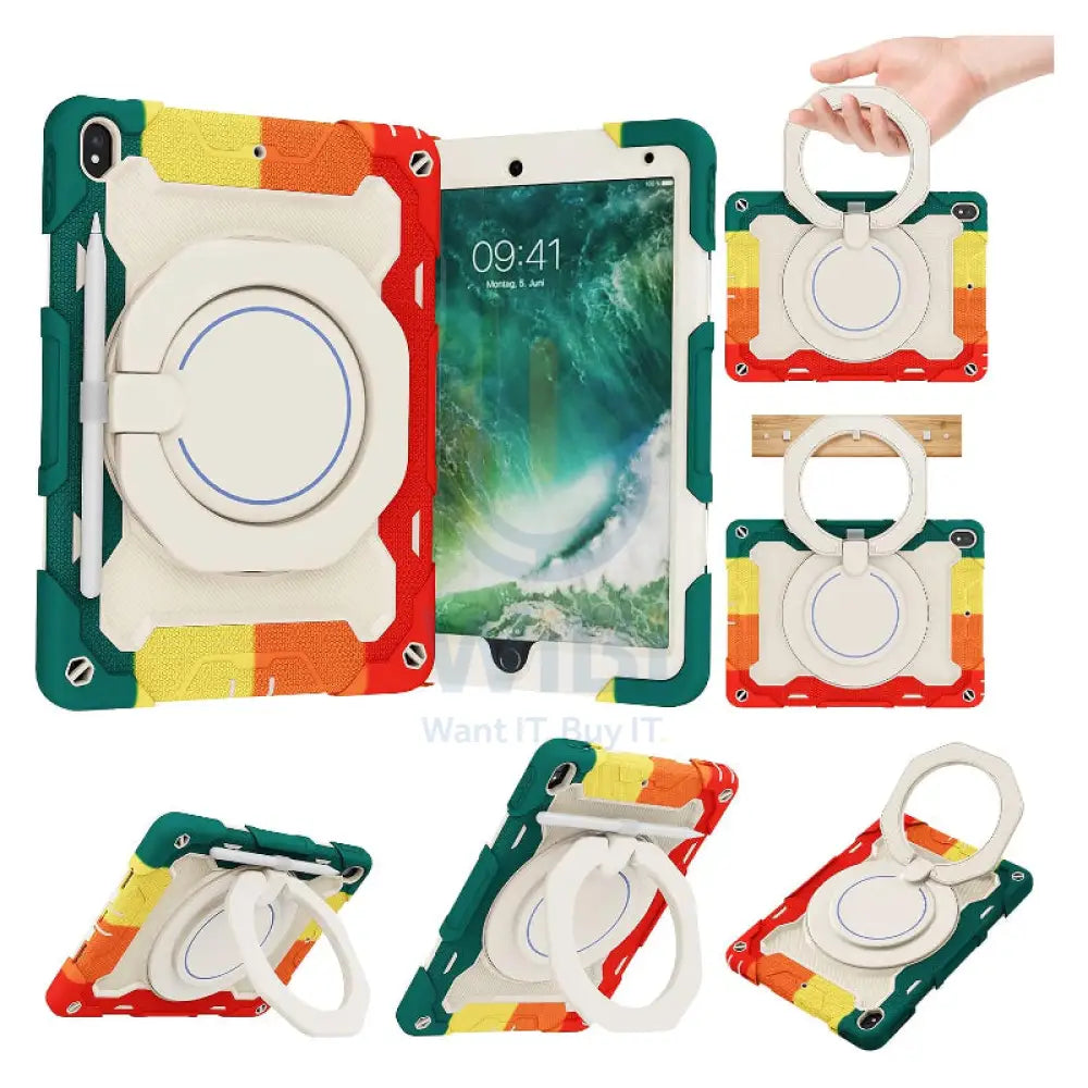 Heavy Duty Shockproof Case with 360° Kickstand For Apple iPad 11 A16 Rainbow Red Accessories > Mobiles & Tablets >