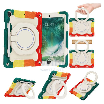 Heavy Duty Shockproof Case with 360° Kickstand For Apple iPad 11 A16 Rainbow Red Accessories > Mobiles & Tablets >