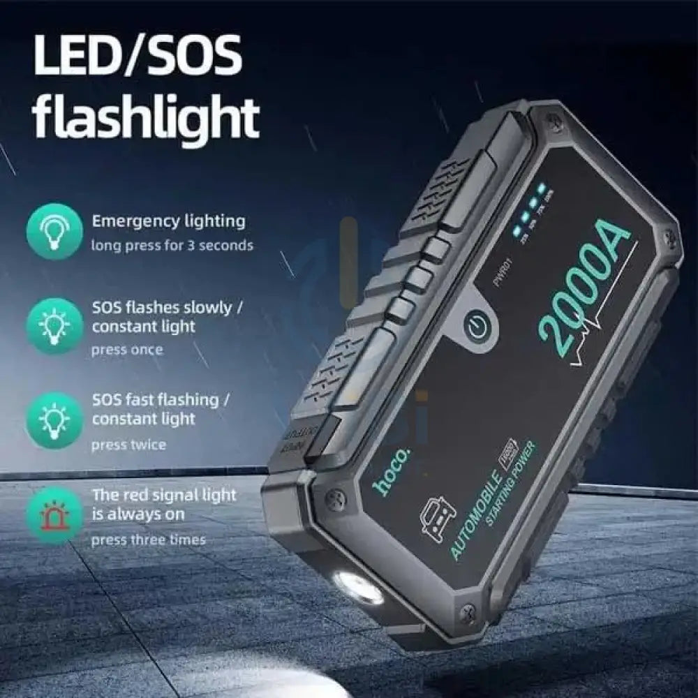 Hoco Car Jump Starter Power Bank pwr01 – Black Accessories > Power Adapters