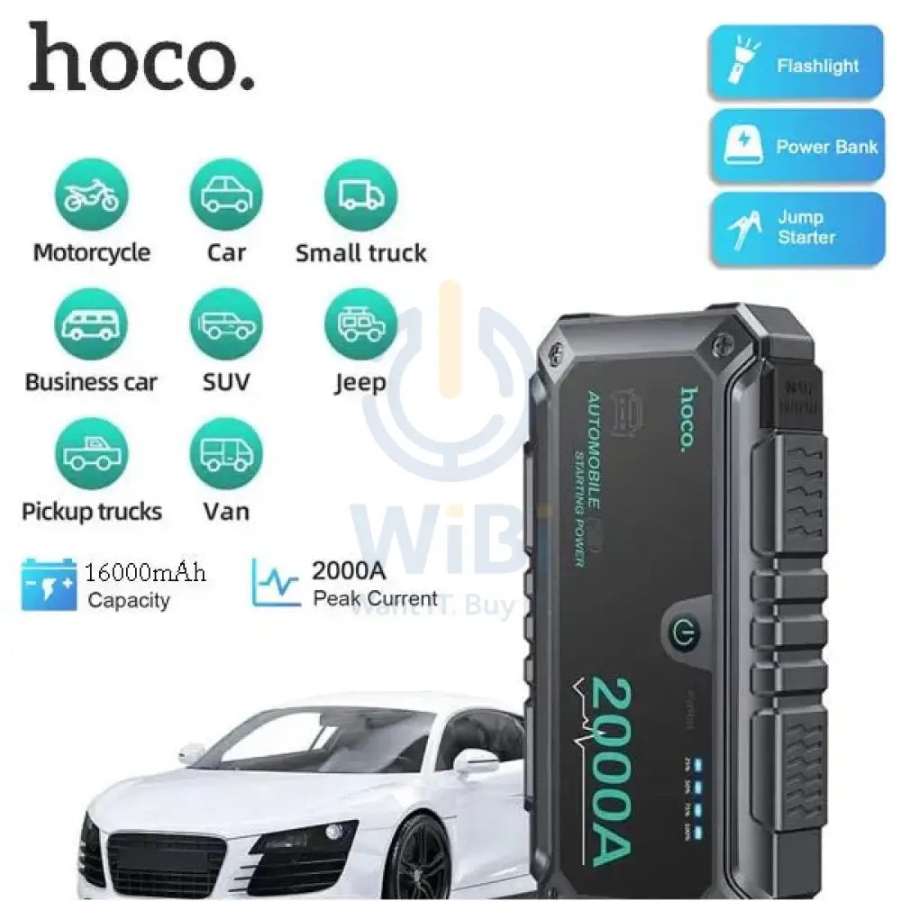 Hoco Car Jump Starter Power Bank pwr01 – Black Accessories > Power Adapters