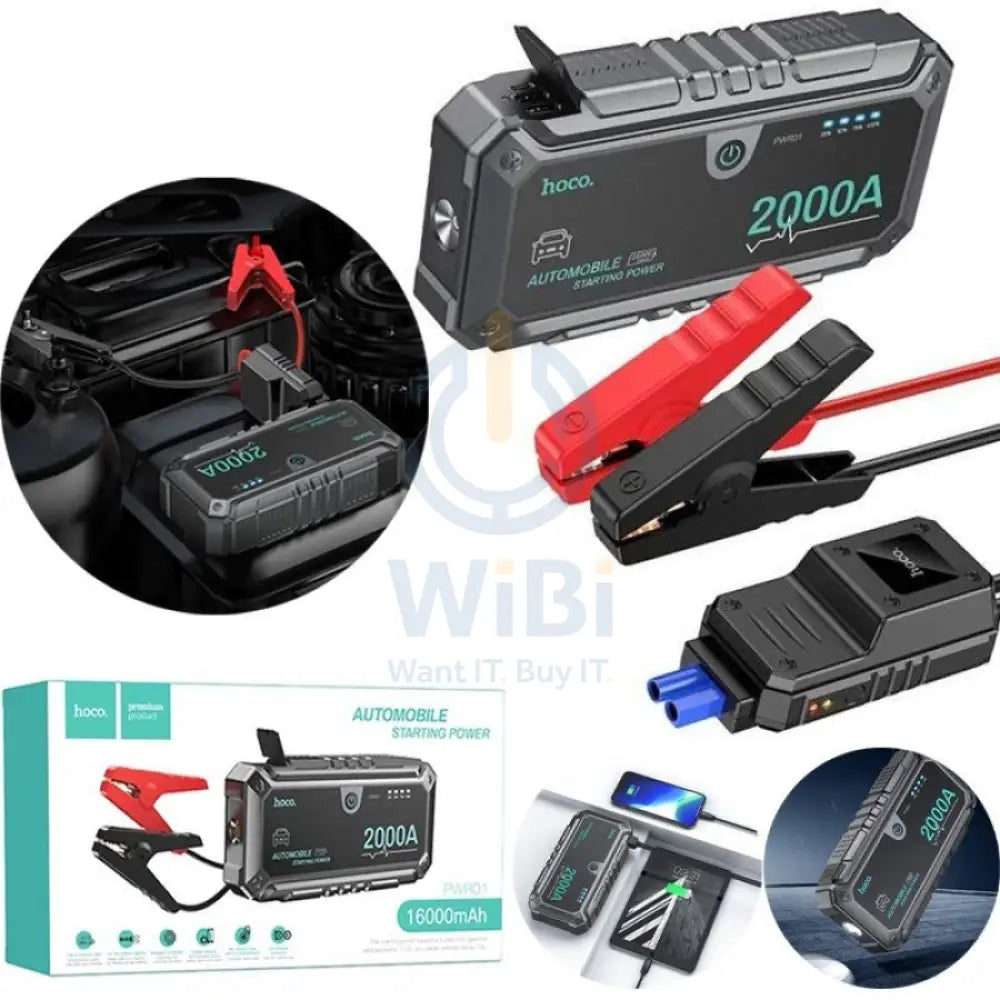 Hoco Car Jump Starter Power Bank pwr01 – Black Accessories > Power Adapters