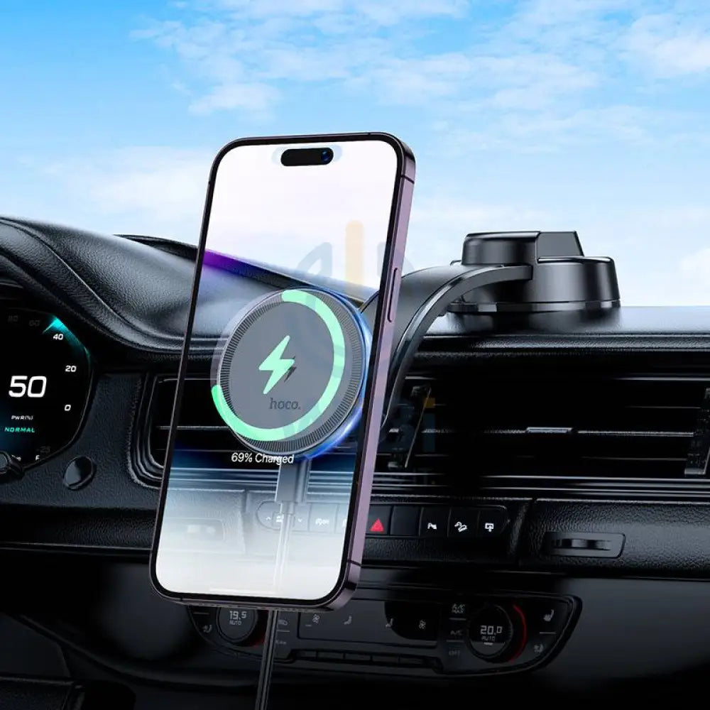 Hoco Car Wireless Charger “HW25 Neon” for Dashboard - Black Accessories > Mobiles & Tablets > Mobiles > Mobile Holder