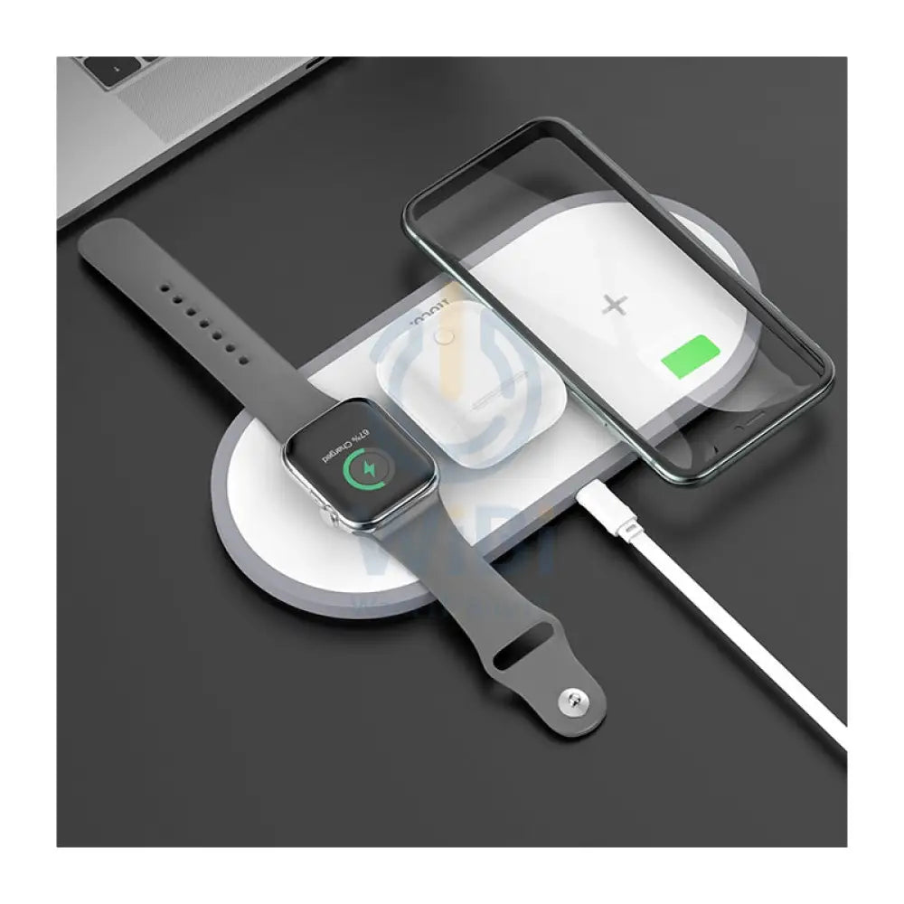 HOCO CW24 Handsome 3-in-1 TableTop Wireless Charger - QI / White