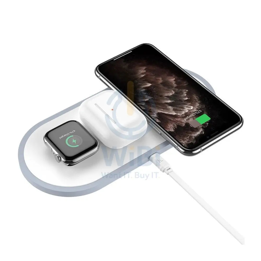 HOCO CW24 Handsome 3-in-1 TableTop Wireless Charger - QI / White