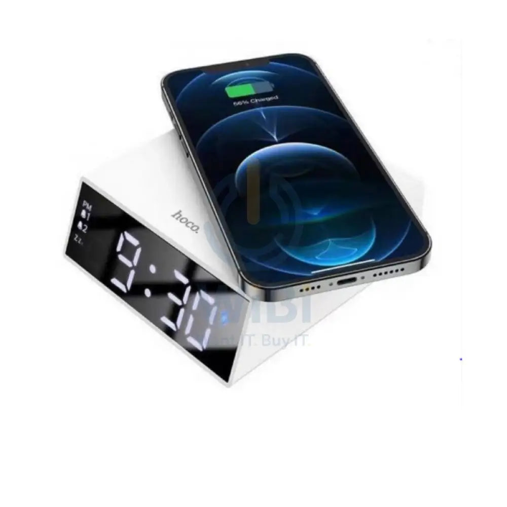 HOCO DCK1 Clock With Wireless Charger - 10W / White