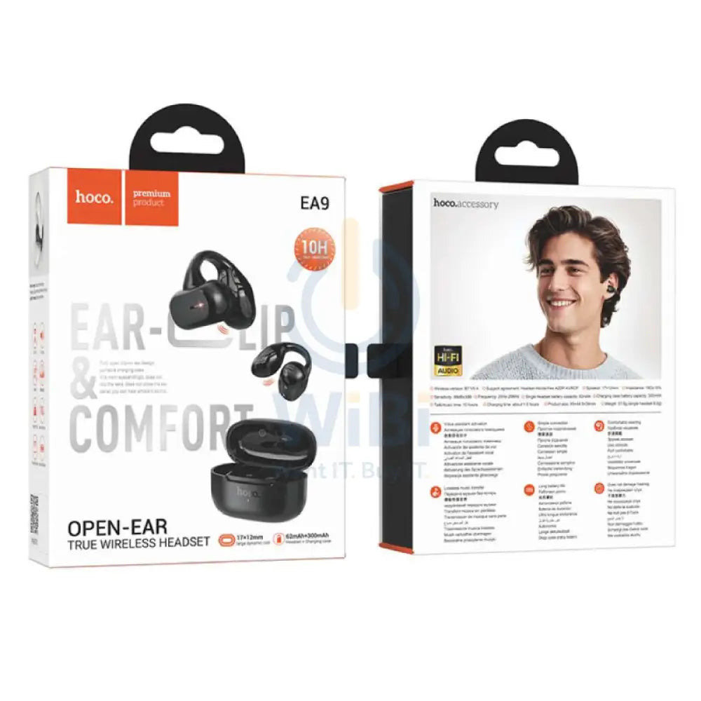 HOCO EA9 Clip-on Wireless Earbuds - Bluetooth / Black Accessories > Audio > Headphones