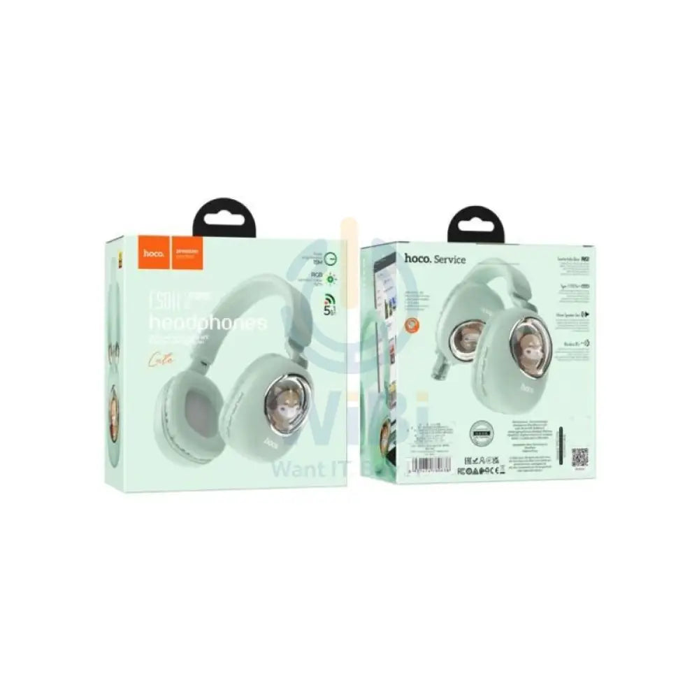 HOCO ESD11 Wireless Headphone With RGB Lights - Mint Green Accessories > Audio > Headphones