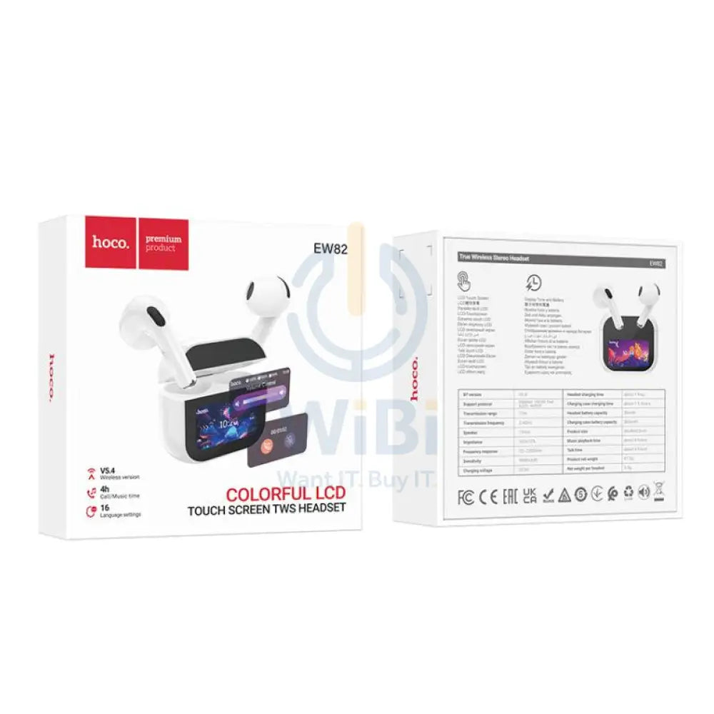 HOCO EW82 True Wireless Touchscreen Earbuds - Bluetooth / 300mAh / White Accessories > Audio > Headphones