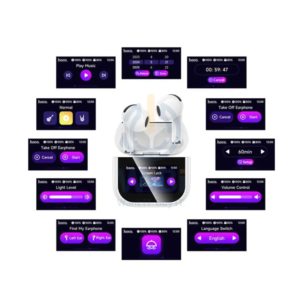 HOCO EW82 True Wireless Touchscreen Earbuds - Bluetooth / 300mAh / White Accessories > Audio > Headphones
