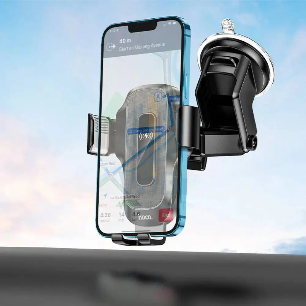 HOCO HW3 Fast Wireless Charger Center Console Car Holder - 15W / Black Accessories > Mobiles & Tablets > Mobiles >