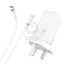 شاحن حائط هوكو NK7 GaN مع كابل USB-C - USB-C / USB-A / أبيض