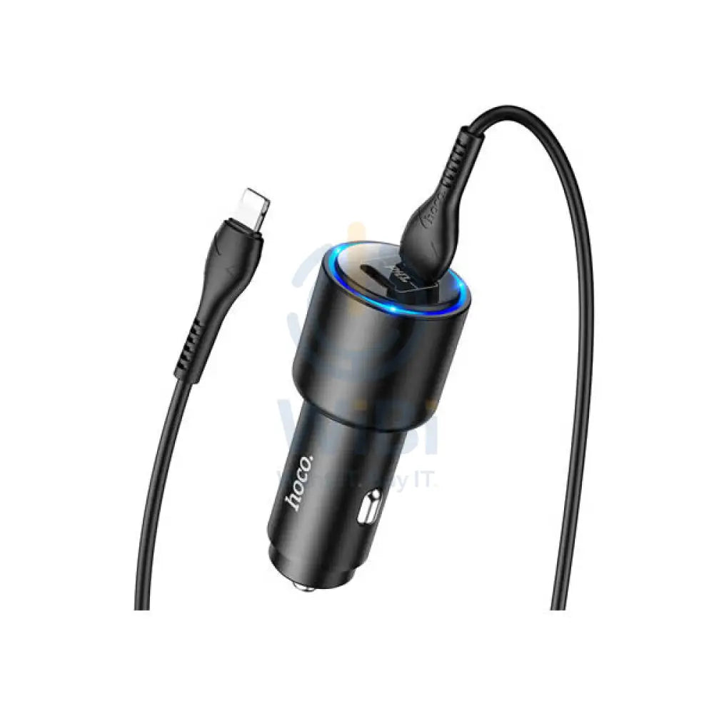 Hoco NZ3 LED Light Car Charger - Type-C / Lightning / Black Accessories > Mobiles & Tablets > Mobiles > Car Chargers