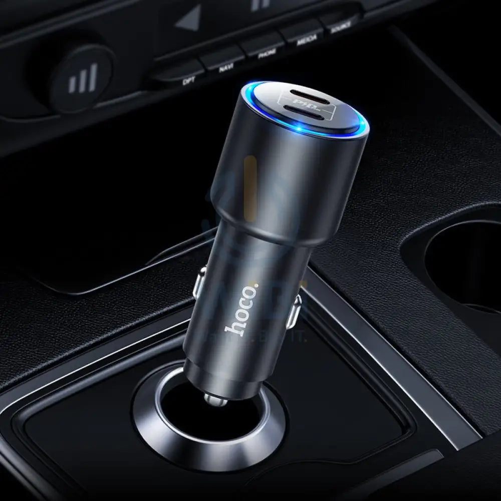 Hoco NZ3 LED Light Car Charger - Type-C / Lightning / Black Accessories > Mobiles & Tablets > Mobiles > Car Chargers
