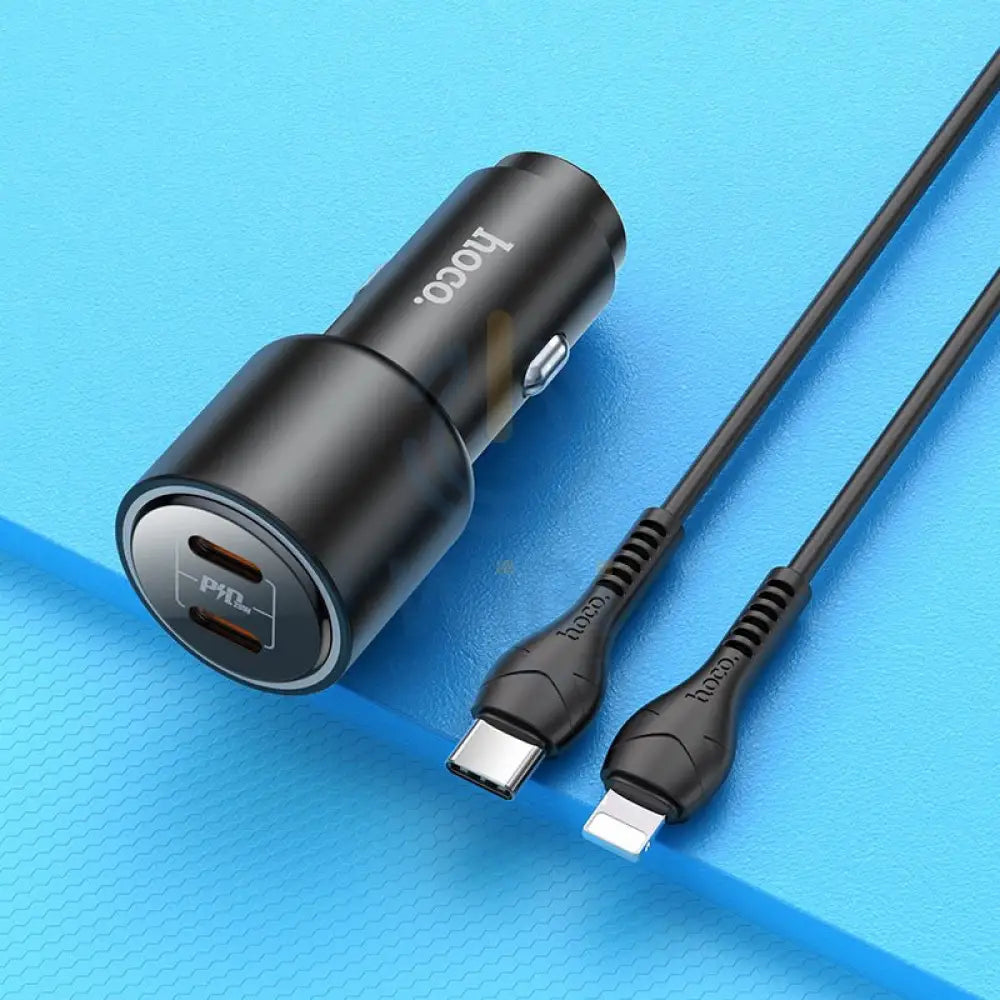 Hoco NZ3 LED Light Car Charger - Type-C / Lightning / Black Accessories > Mobiles & Tablets > Mobiles > Car Chargers