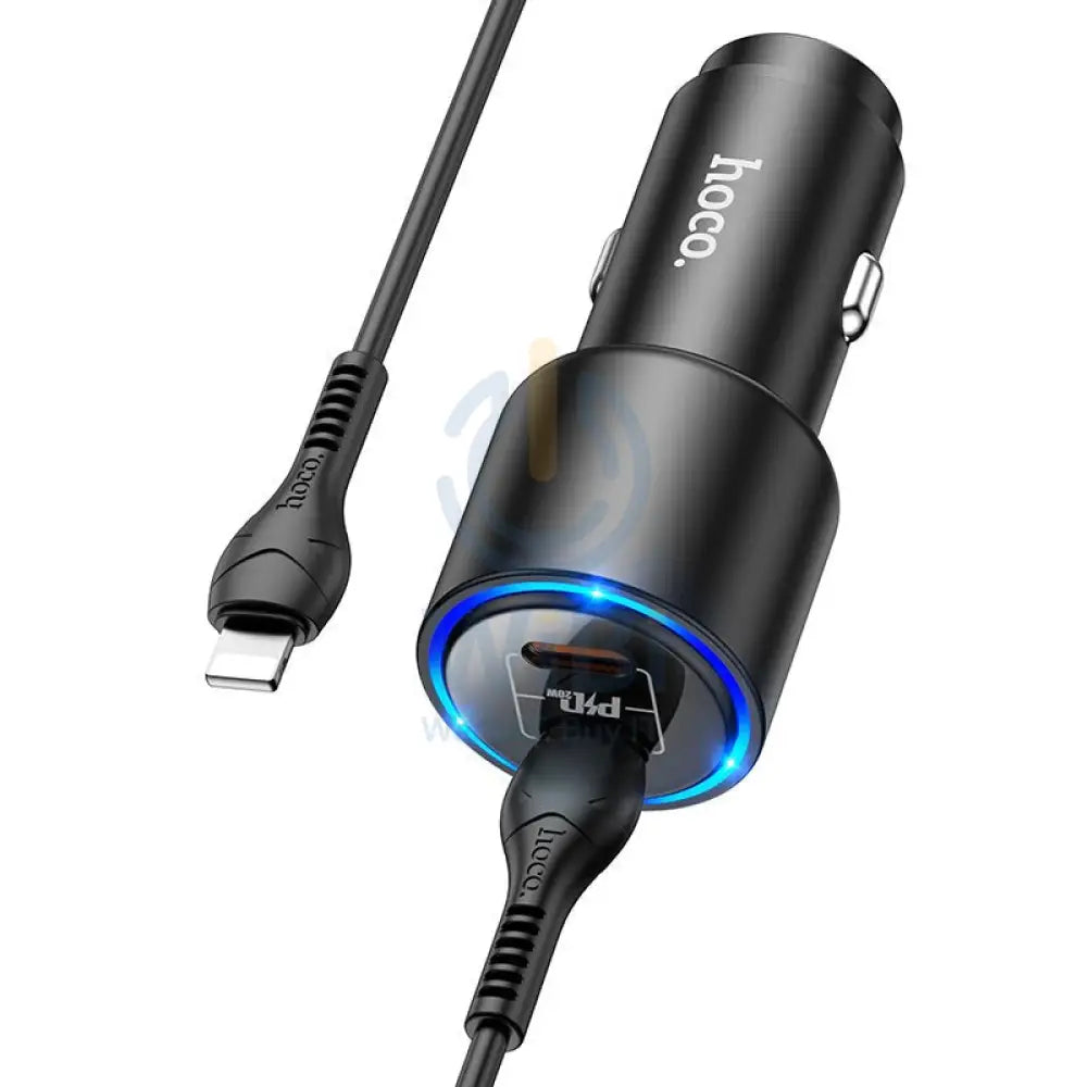 Hoco NZ3 LED Light Car Charger - Type-C / Lightning / Black Accessories > Mobiles & Tablets > Mobiles > Car Chargers