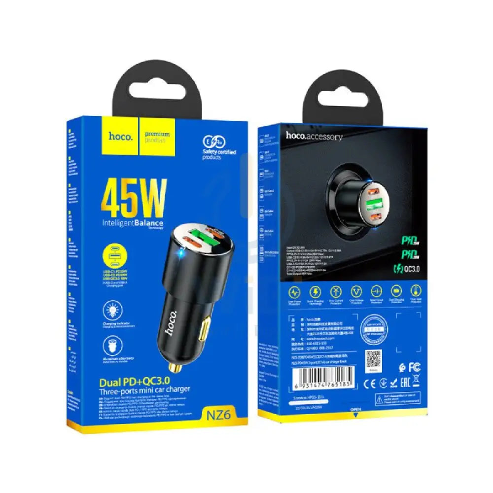 هوكو 6 شاحن  سيارة - 45W / مزدوج PD / QC3.0 / أسود اكسسوارات > هواتف & تابلت > هواتف > سيارة