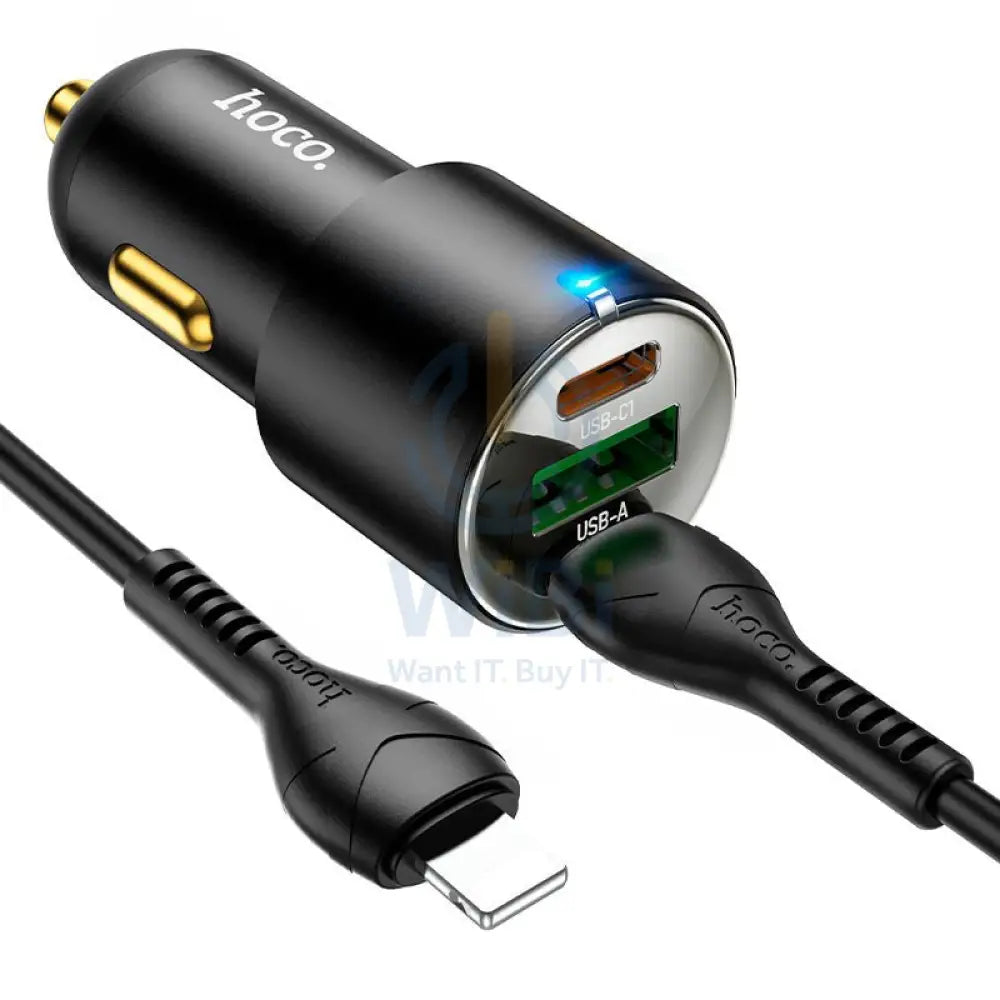 HOCO NZ6 Car Charger - 45W / USB-C / Lightning / Black Accessories > Mobiles & Tablets > Mobiles > Car Chargers