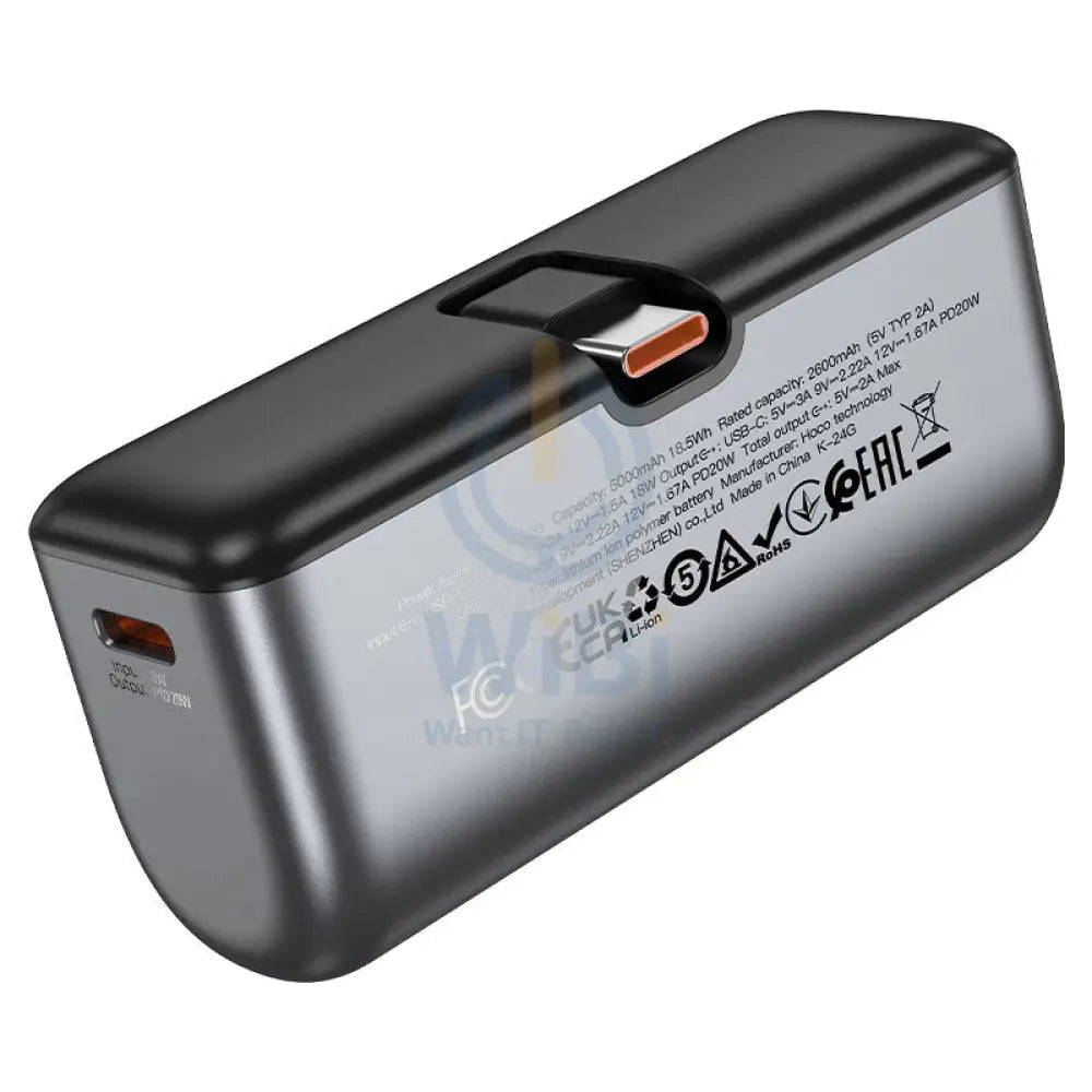 Hoco Q31 Portable Pocket Fast Charging Power Bank - 5000mah / 20W / Black Accessories > Power Bank