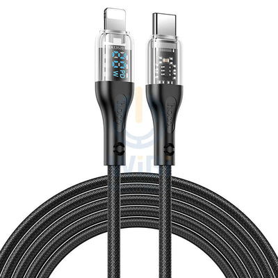 Hoco U115 Lightning to Type C PD 20W Transparent Data Cable With Display – 1.2 Meter / Black Accessories > Cables &