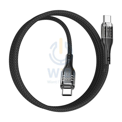 Hoco U115 Type C to Type C PD 100W Transparent Data Cable With Display - 1.2 Meter / Black Accessories > Cables &