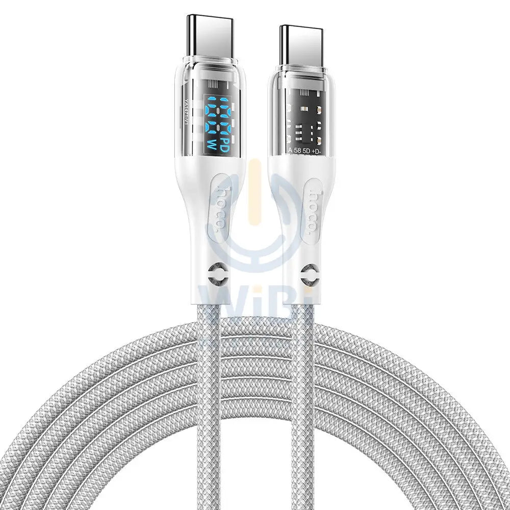 Hoco U115 Type C to Type C PD 100W Transparent Data Cable With Display – Gray Accessories > Cables & Converters > Cables