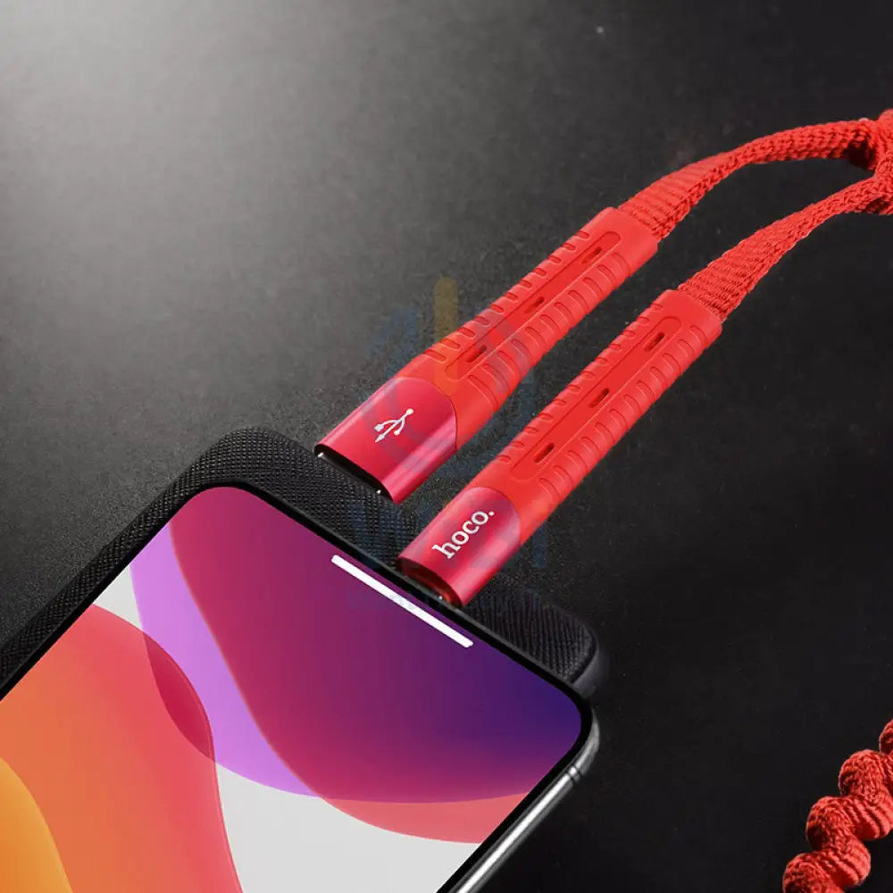 Hoco U78 Cotton Treasure Charging Data Cable - 0.8M / USB-A / Lightning / Red Accessories > Cables & Converters > Cables
