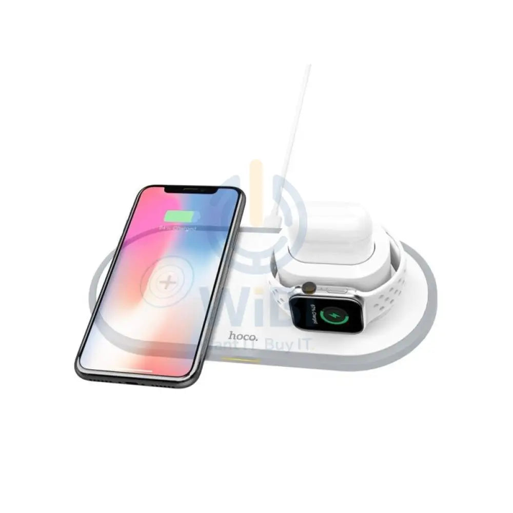 HOCO Wireless Charger CW21 Wisdom 3-in-1 tabletop charging - White Accessories > Mobiles & Tablets > Tablets