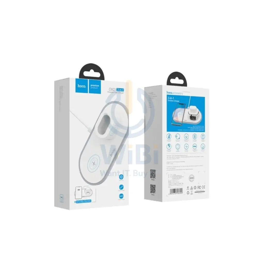 HOCO Wireless Charger CW21 Wisdom 3-in-1 tabletop charging - White Accessories > Mobiles & Tablets > Tablets