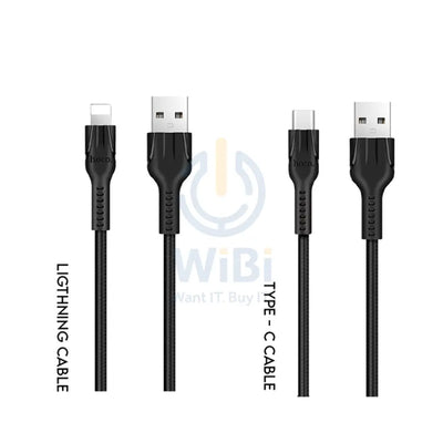 HOCO X20 Flash Charging Data Sync Cable - USB-C / Lightning / 1 Meter / Black - Pack of 2 Accessories > Cables &