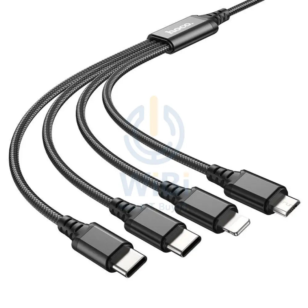 Hoco X76 4-in-1 Charging Cable - Lightning / 2x Type-C / Micro USB / 1 Meter / Black Accessories > Cables & Converters