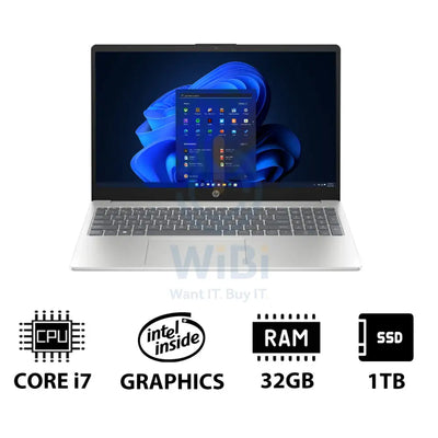 HP 15-FD0144NE - 15.6’’ FHD / i7 / 32GB / 1TB (NVMe M.2 SSD) / Win 11 Pro / 1YW / Natural Silver - Laptop Laptops