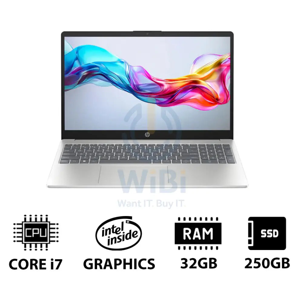 HP 15-FD0144NE - 15.6’’ FHD / i7 / 32GB / 250GB (NVMe M.2 SSD) / DOS (Without OS) / 1YW / Natural Silver - Laptop