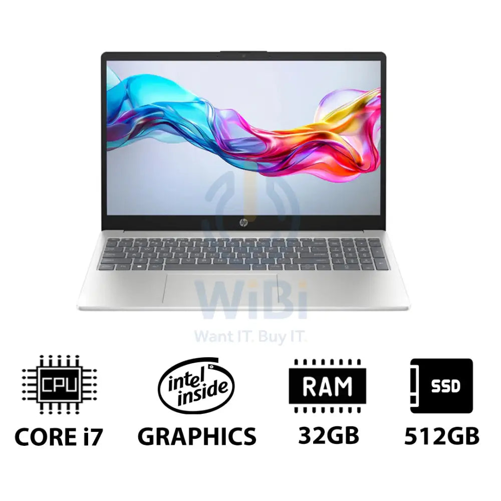 HP 15-FD0144NE - 15.6’’ FHD / i7 / 32GB / 512GB (NVMe M.2 SSD) / DOS (Without OS) / 1YW / Natural Silver - Laptop